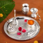 Embossed Silver Pooja Thali